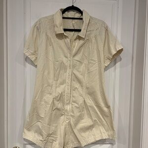 Beige Short-sleeve romper